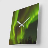 The Northern Lights | Fairbanks, Alaska スクエア壁時計 (傾斜)