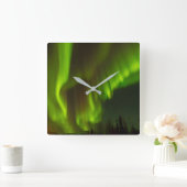 The Northern Lights | Fairbanks, Alaska スクエア壁時計 (ホーム)