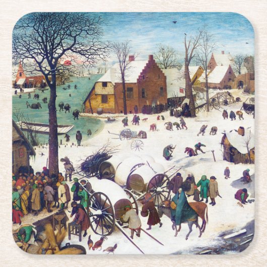 The Nostements at Bethlehem, Pieter Bruegel スクエアペーパーコースター (正面)