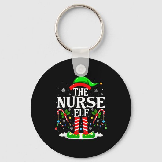 The Nurse Elf Christmas Nursing Funny Rn Christmas キーホルダー (正面)