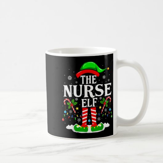 The Nurse Elf Christmas Nursing Funny Rn Christmas コーヒーマグカップ (右)