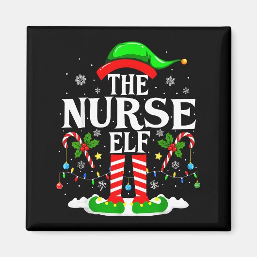 The Nurse Elf Christmas Nursing Funny Rn Christmas マグネット (正面)