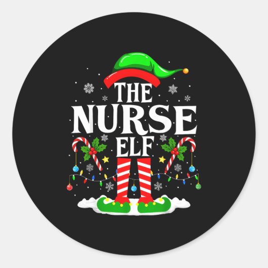The Nurse Elf Christmas Nursing Funny Rn Christmas ラウンドシール (正面)