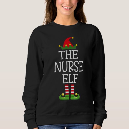 The Nurse Elf Family Matching Group Christmas スウェットシャツ (正面)
