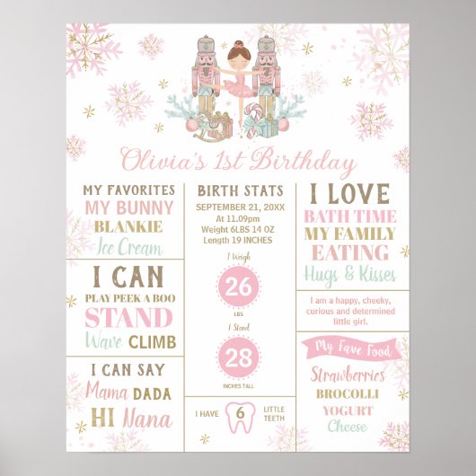 The Nutcracker 1st Birthday Milestone Birth Stats ポスター (正面)