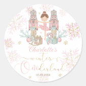 The Nutcracker Ballet Blush Pink Winter Onederland ラウンドシール (正面)