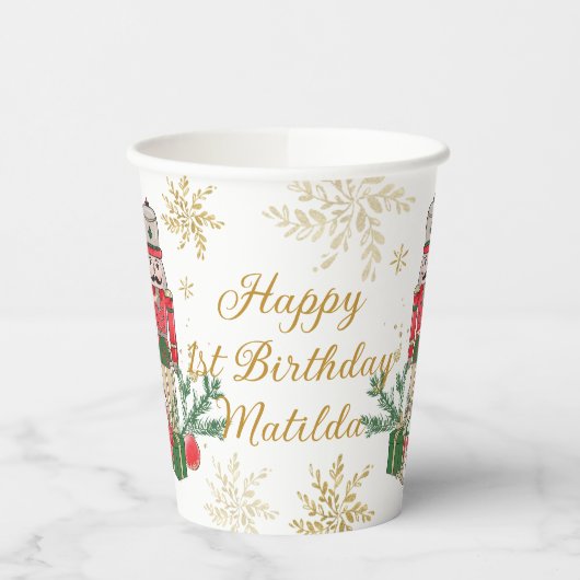 The Nutcracker Ballet Red Green Gold Christmas 紙コップ (左)