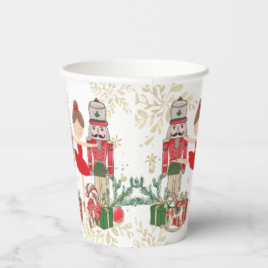 The Nutcracker Ballet Red Green Gold Christmas 紙コップ (右)