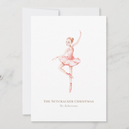 The Nutcracker Christmas Ballerina Watercolor 招待状 (正面)