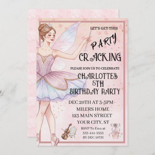  The Nutcracker Christmas Ballet Birthday 招待状 (正面/裏面)