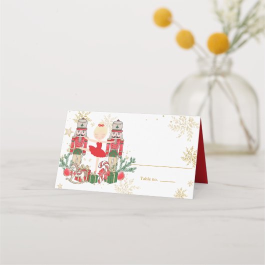 The Nutcracker Christmas Ballet Blonde Red Tutu プレイスカード (裏面)