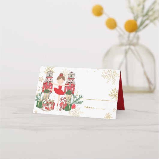 The Nutcracker Christmas Ballet Brunette Red Tutu プレイスカード (正面)