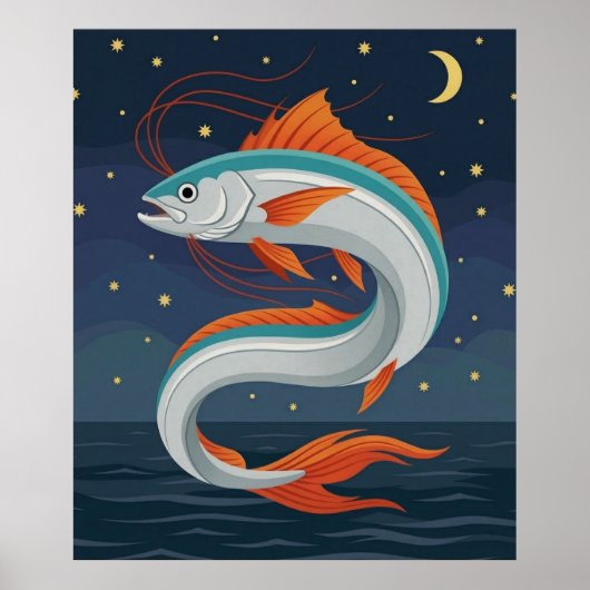 The Oarfish Tarot Card Poster with Crescent Moon a ポスター (正面)