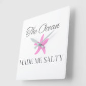 The Ocean Made Me Salty, Coastal Beach Theme スクエア壁時計 (傾斜)