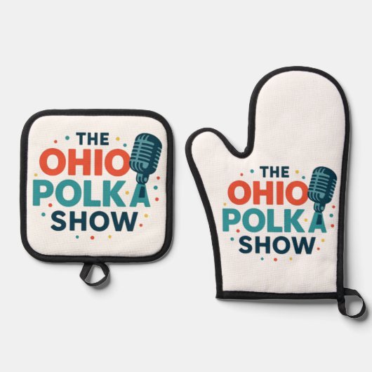 The OHIO Polka Show Oven Mitt and Pot Holder Set 鍋つかみ&鍋敷きセット (正面)