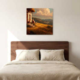 The Old Lady and Her Dog キャンバスプリント