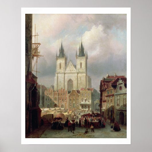 The Old Market Place at Prague, 1881 (oil on canva ポスター (正面)