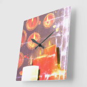 The old Red Candles スクエア壁時計 (傾斜)