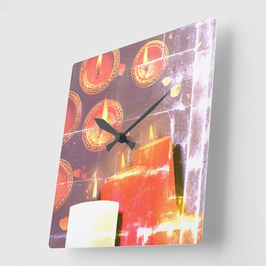 The old Red Candles スクエア壁時計 (傾斜)