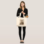 "The One Will Come" Japanese Cat Art Tote Bag ラージトートバッグ (正面(モデル))