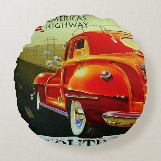 The Open Road-Rt 66" ラウンドクッション (正面)