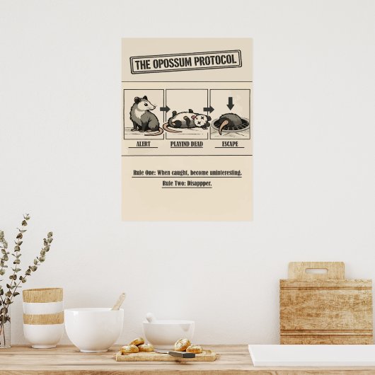 The Opossum Protocol Retro Humor ポスター (キッチン)