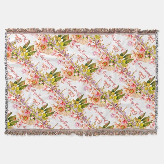 the orangery peach and lavenderThrow Pillow スローブランケット (正面)