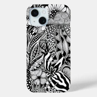 The other side – Black and White Hand-Drawn Art iPhone 15ケース