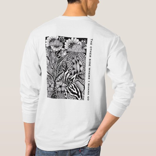 The other side – Black and White Hand-Drawn Art Tシャツ (裏面)