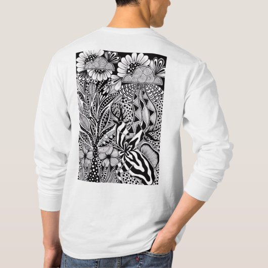 The other side – Black and White Hand-Drawn Art Tシャツ (裏面)