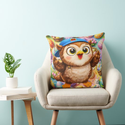 The owl Easter celebration kids bedroom throw クッション (椅子)