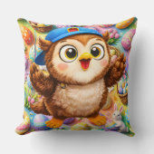 The owl Easter celebration kids bedroom throw クッション (正面)