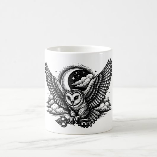 The Owl’s Secret Key - Gothic Engraving コーヒーマグカップ (中央)