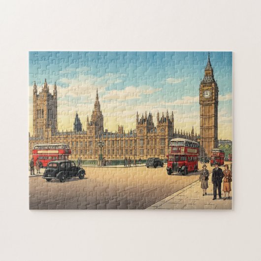 The Palace of Westminster Japanese Woodblock Print ジグソーパズル (横)