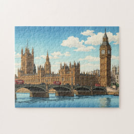 The Palace of Westminster Japanese Woodblock Print ジグソーパズル