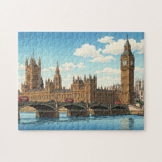 The Palace of Westminster Japanese Woodblock Print ジグソーパズル (横)