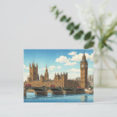 The Palace of Westminster Japanese Woodblock Print ポストカード (スタンド正面)