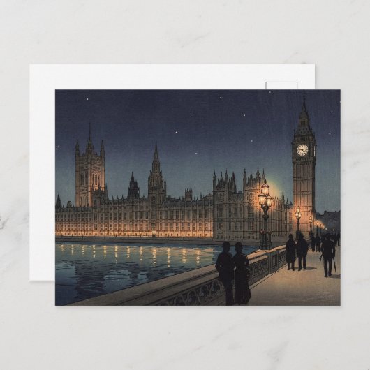 The Palace of Westminster Japanese Woodblock Print ポストカード (正面/裏面)