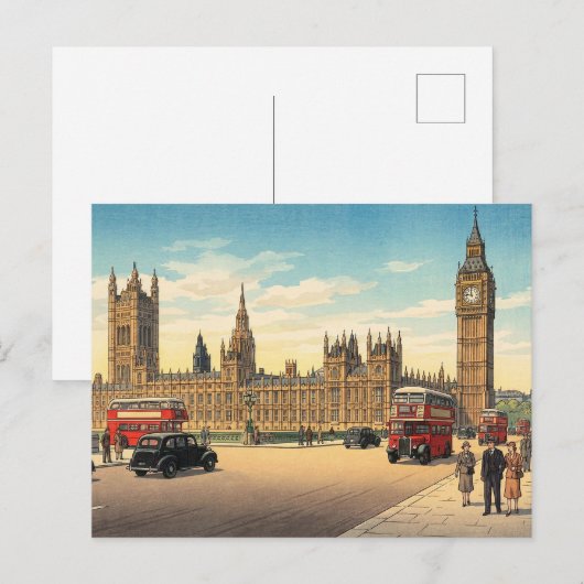 The Palace of Westminster Japanese Woodblock Print ポストカード (正面/裏面)