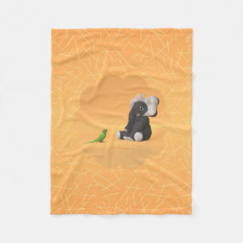 The parrot meets a stuffed elephant fleece blanket フリースブランケット