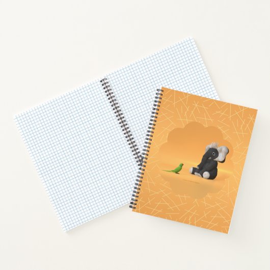 The parrot meets a stuffed elephant notebook ノートブック (内部)