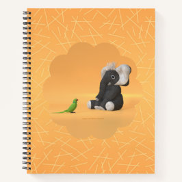 The parrot meets a stuffed elephant notebook ノートブック