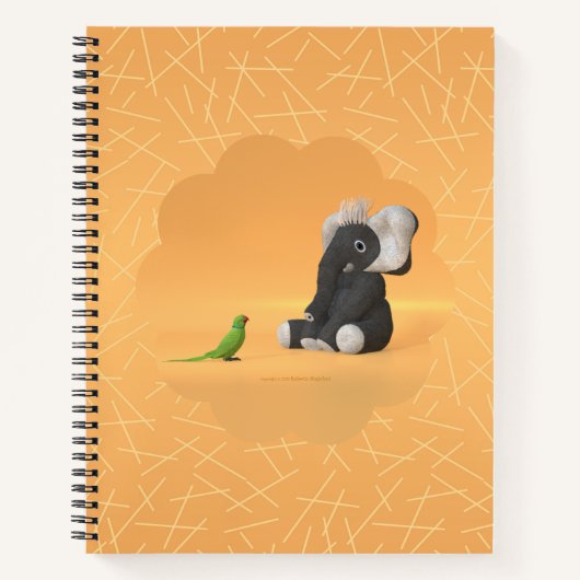 The parrot meets a stuffed elephant notebook ノートブック (正面)