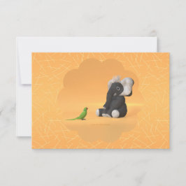 The parrot meets a stuffed elephant thank you card サンキューカード