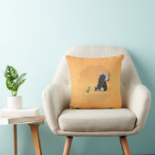 The parrot meets a stuffed elephant throw pillow クッション (椅子)