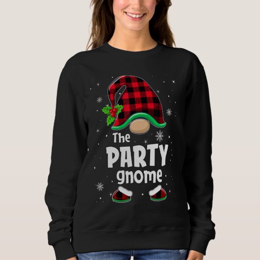 The Party Gnome Buffalo Plaid Christmas Matching F スウェットシャツ (正面)