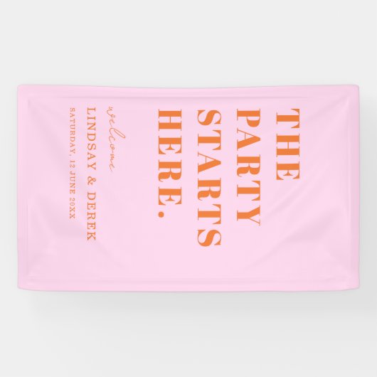 The Party Stars Here! Bold Font Wedding Welcome 横断幕 (横)