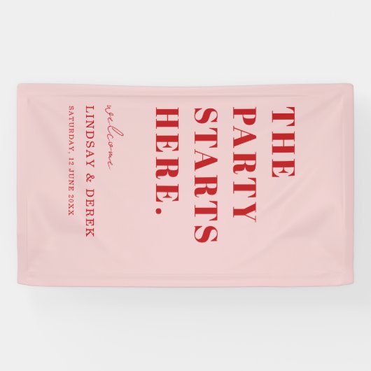 The Party Stars Here! Bold Font Wedding Welcome 横断幕 (横)