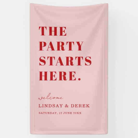 The Party Stars Here! Bold Font Wedding Welcome 横断幕 (縦)