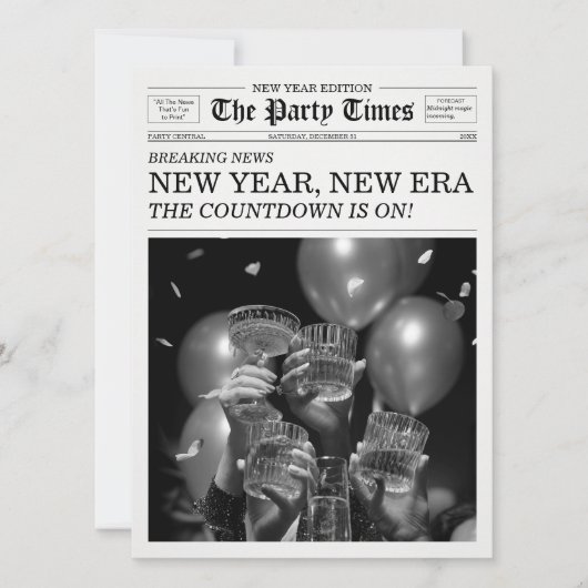 The Party Times Newspaper New Year New Era 招待状 (正面)